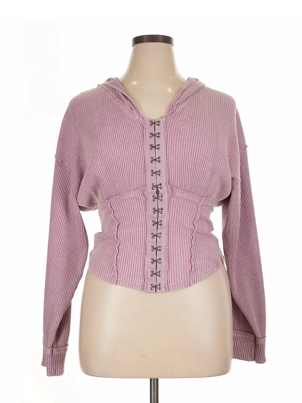 We the Free Girls Night Waffle Knit Hooded Corset Top size XL NWT Cottagecore
